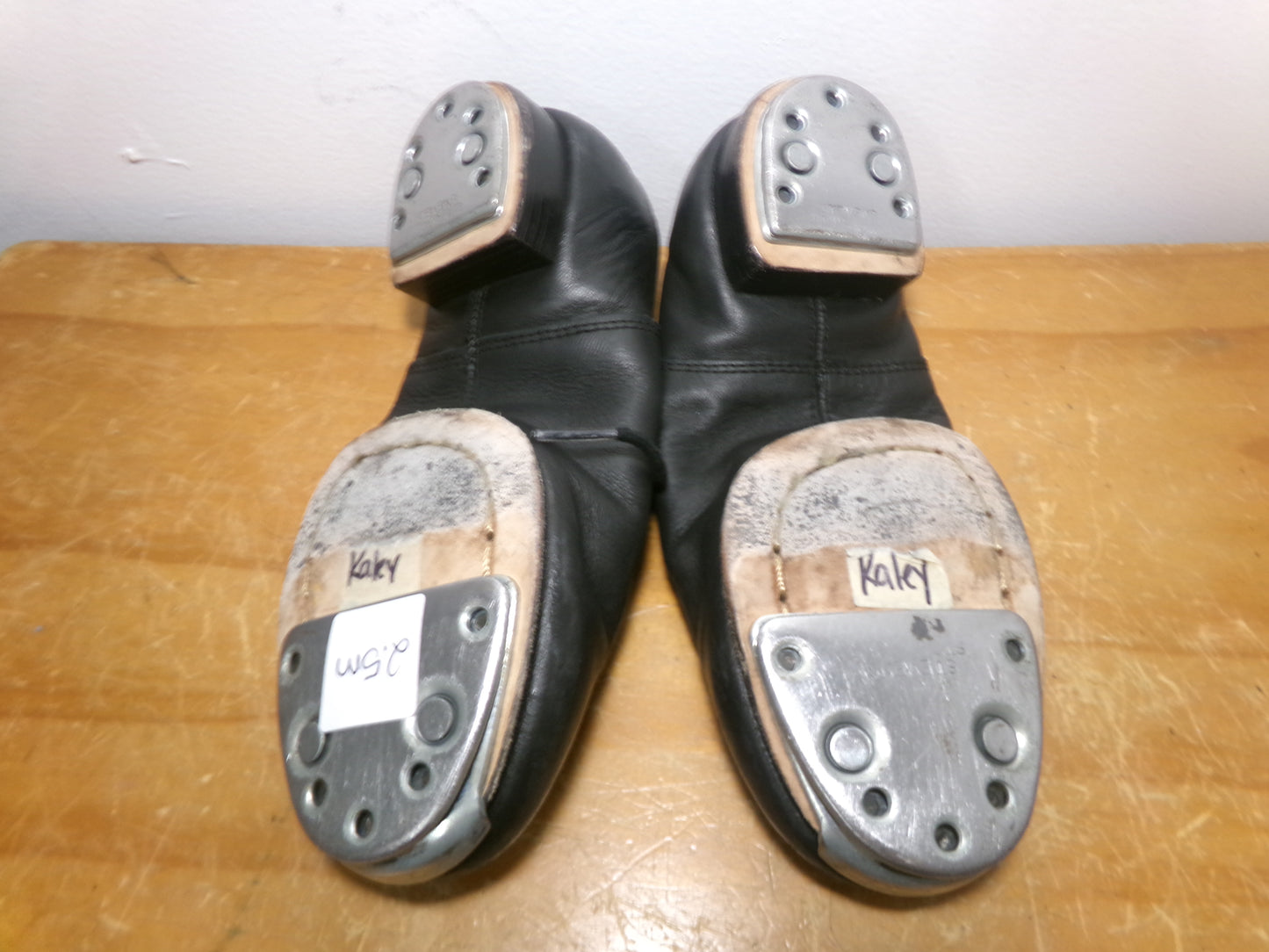 Pre-Owned Split Sole Buck Clogging Shoes Dancing Fair Kids 2.5M Black Oxford Leather