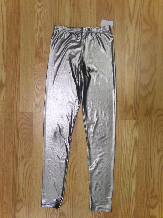 Pre-Owned Leggings Metallic Medium Child Silver Jazz Hip Hop Tap