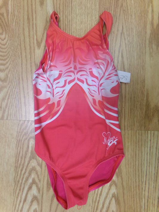 Pre-Owned Gymnastics Leotard Small Child Pink Print GK Elite Nastia