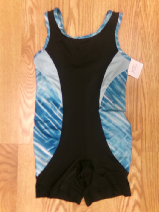 Pre-Owned Gymnastics Biketard Danskin Now XS Child Blue Black Acro Tumbling