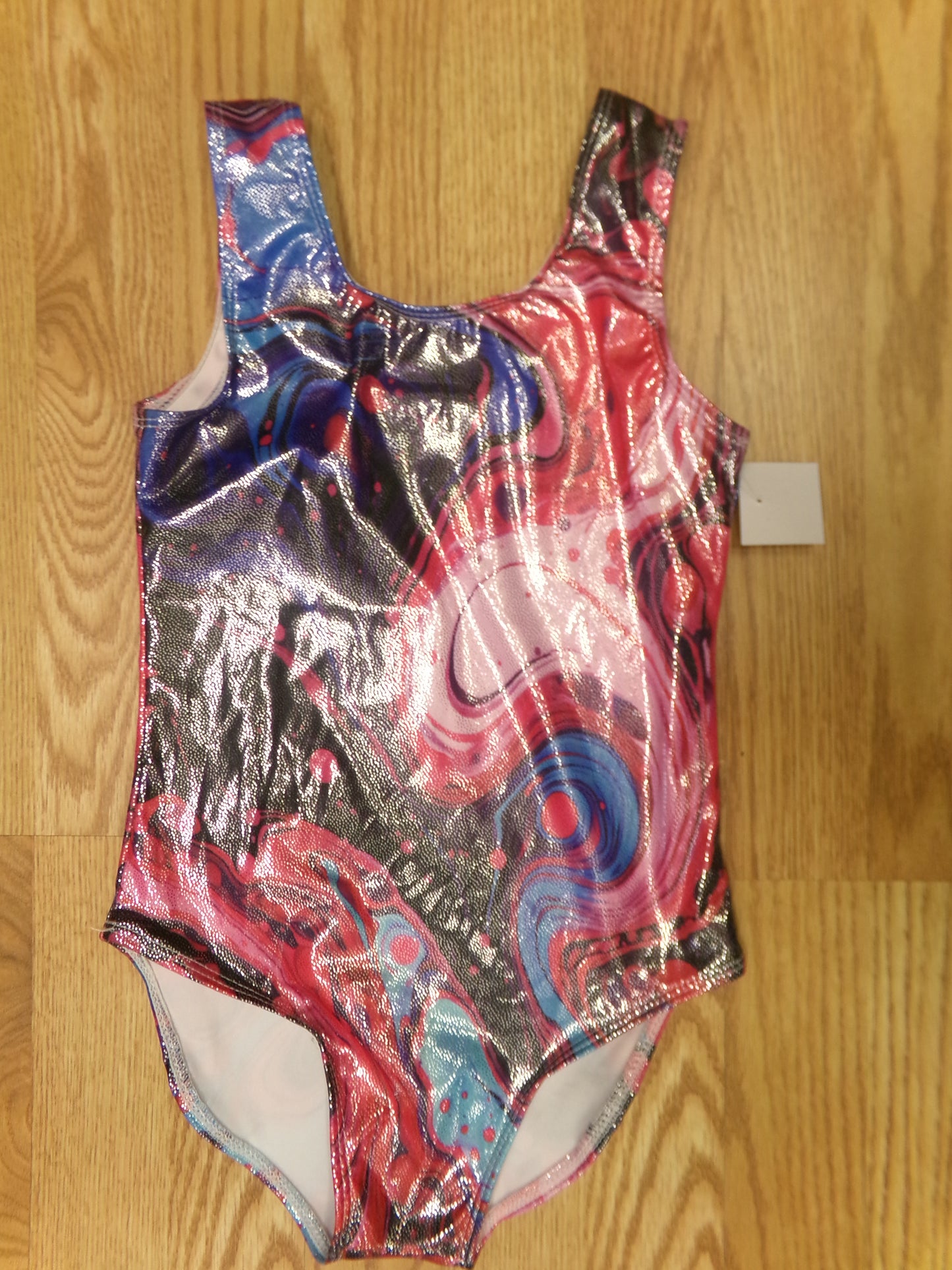 Pre-Owned Gymnastics Leotard/Shorts Medium Child Purple Hearts Gymnastics