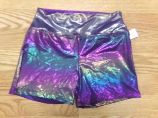 Dance Shorts Large Child Purple Metallic Jazz Acro Gymnastics Shorts
