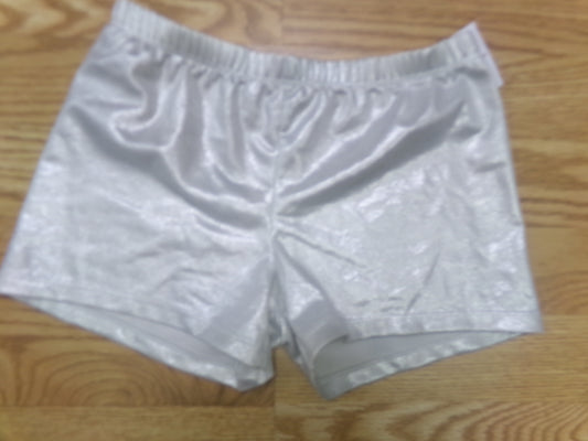 Dance Shorts XXL White Metallic Jazz Acro Gymnastics Shorts