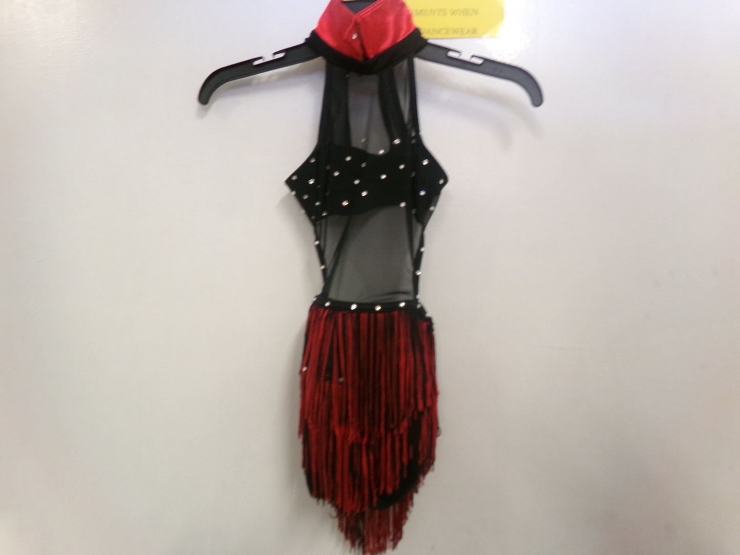 Pre-Owned Costume Weissman  D11118 Intermediate Child Red Fringe Jazz Latin Rhinestones