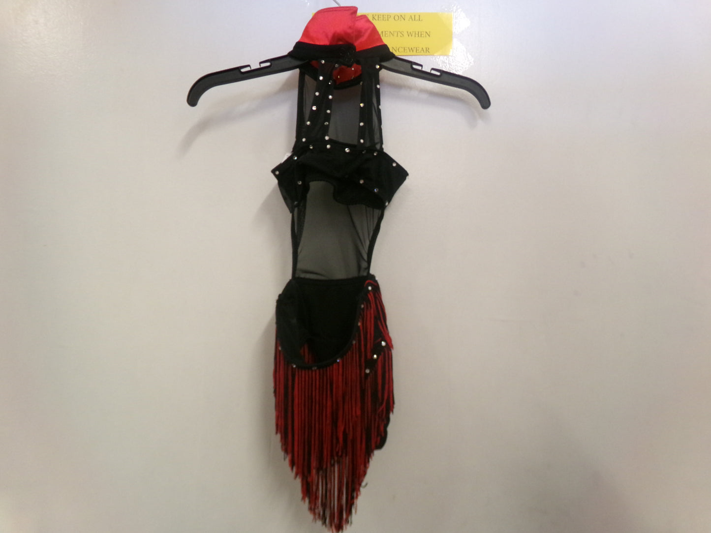 Pre-Owned Costume Weissman  D11118 Intermediate Child Red Fringe Jazz Latin Rhinestones