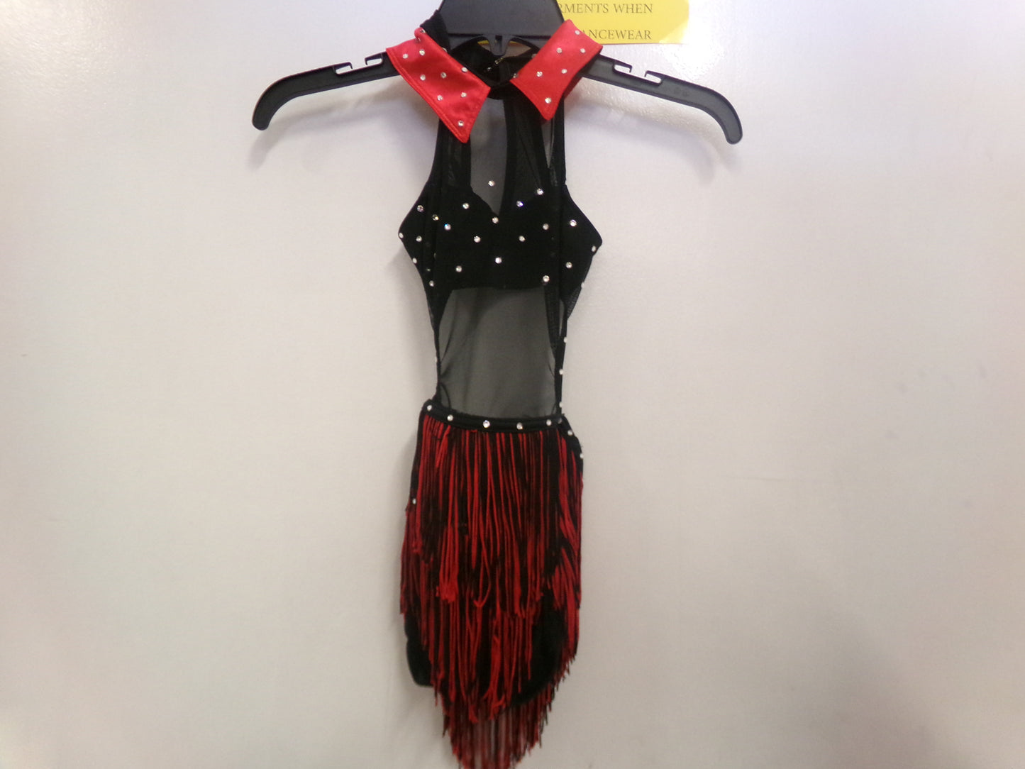 Pre-Owned Costume Weissman  D11118 Intermediate Child Red Fringe Jazz Latin Rhinestones