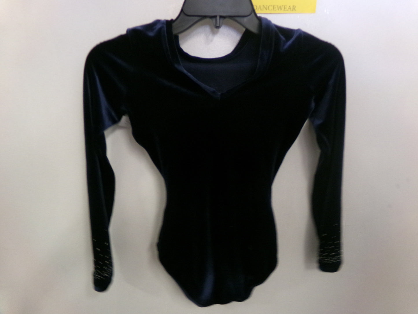 New Gymnastics Leotard Alpha Factor Small Adult Navy Blue Velvet Sparkle Acro Tumbling
