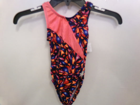 Pre-Owned Leotard Snowflake Small Child Stained Glass Print Gymnastics