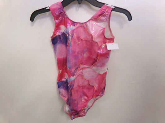 New Gymnastics Leotard Large Child Pink Marble Acro Tumbling