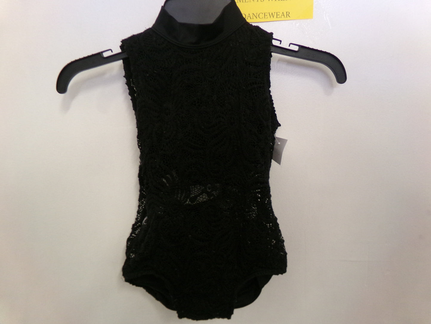 Pre-Owned Leotard Kandi Kouture Black Lace/Mesh High Neck Child Large