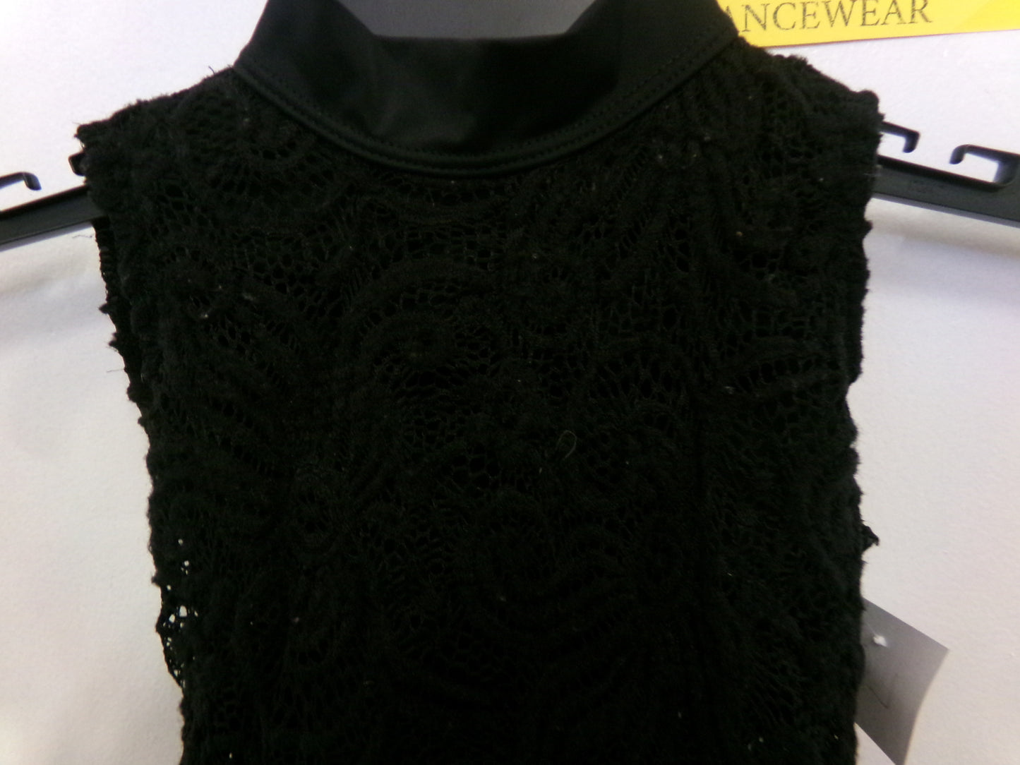 Pre-Owned Leotard Kandi Kouture Black Lace/Mesh High Neck Child Large