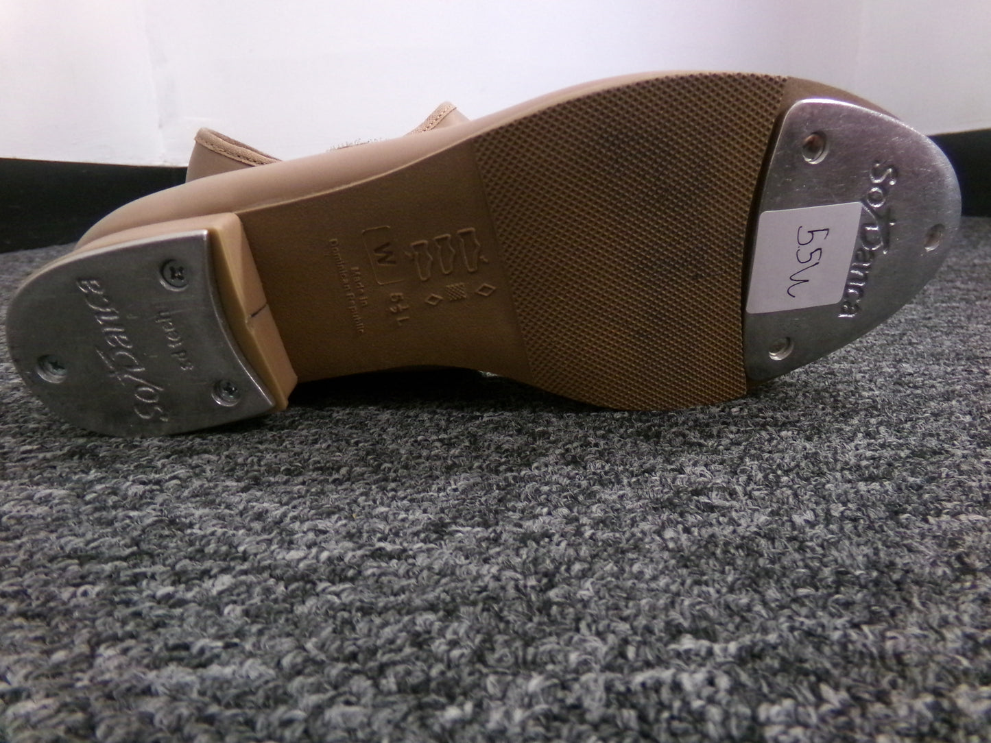 Pre-Owned Tap Shoes Adult 5.5W Tan So Danca TA38 Mary Jane Leather Loop Strap
