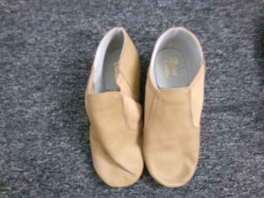 Pre-Owned Jazz Shoes Dance Class Girls 6M AdultSlip On Leather Split Sole