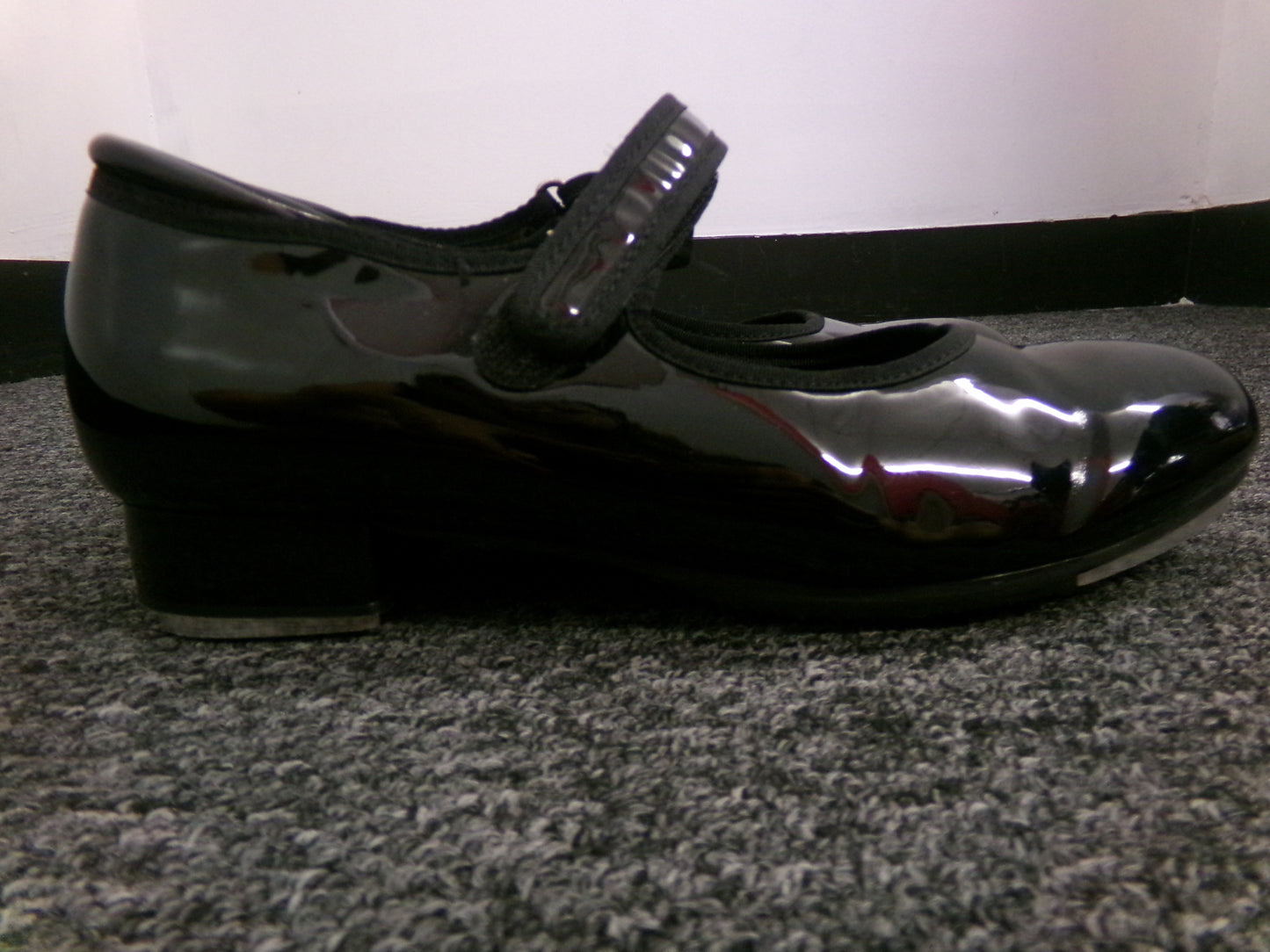 Pre-Owned Tap Shoes Freestyle Kids 4.5M Mary Jane Patent Shiny Black Loop Strap