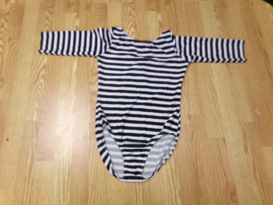Pre-Owned Leotard Medium Adult Black & White Striped Long Sleeve Ballet