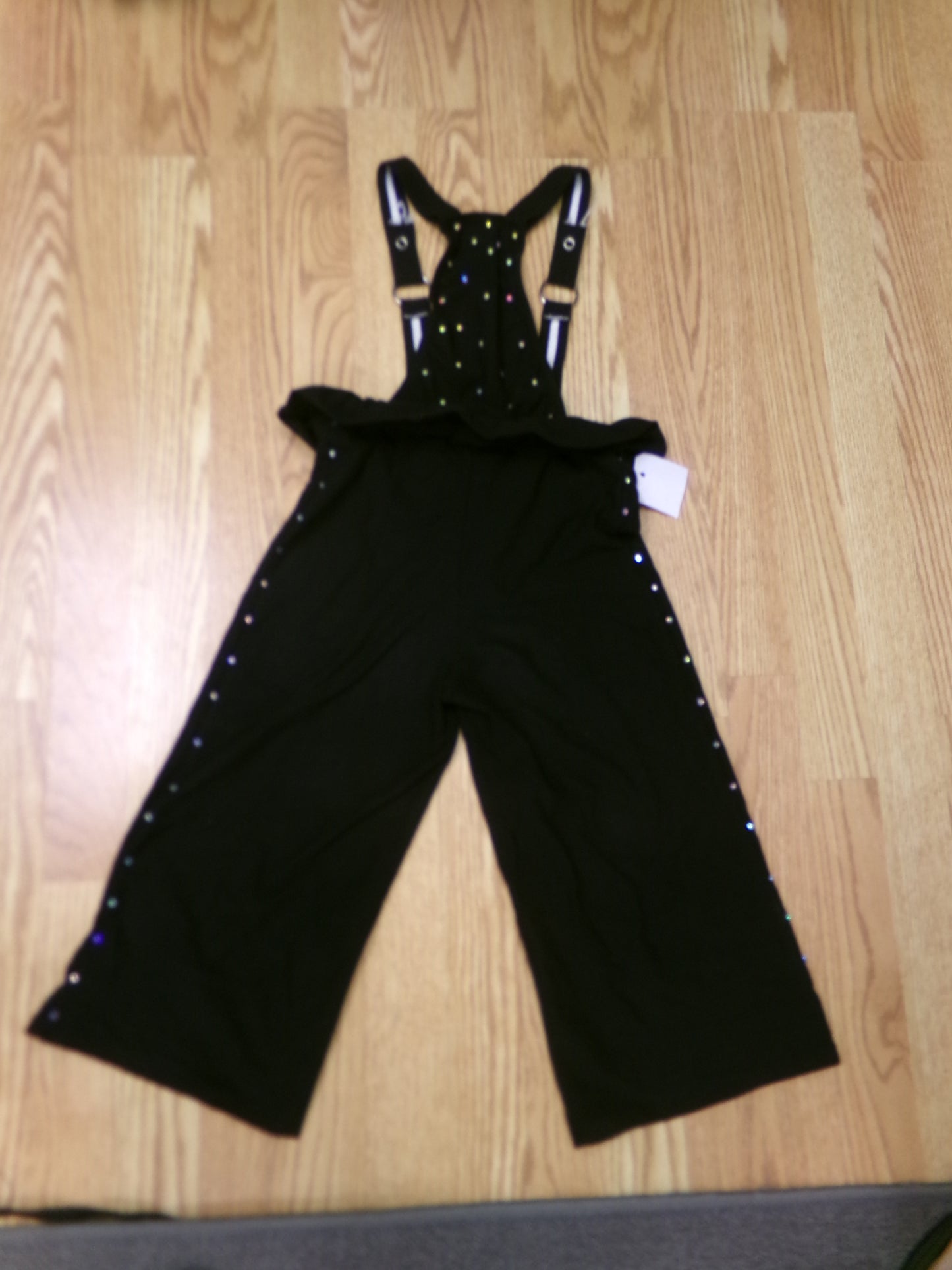 Pre-Owned Costume Medium Child Black Kelle Jazz Tap Romper/overalls