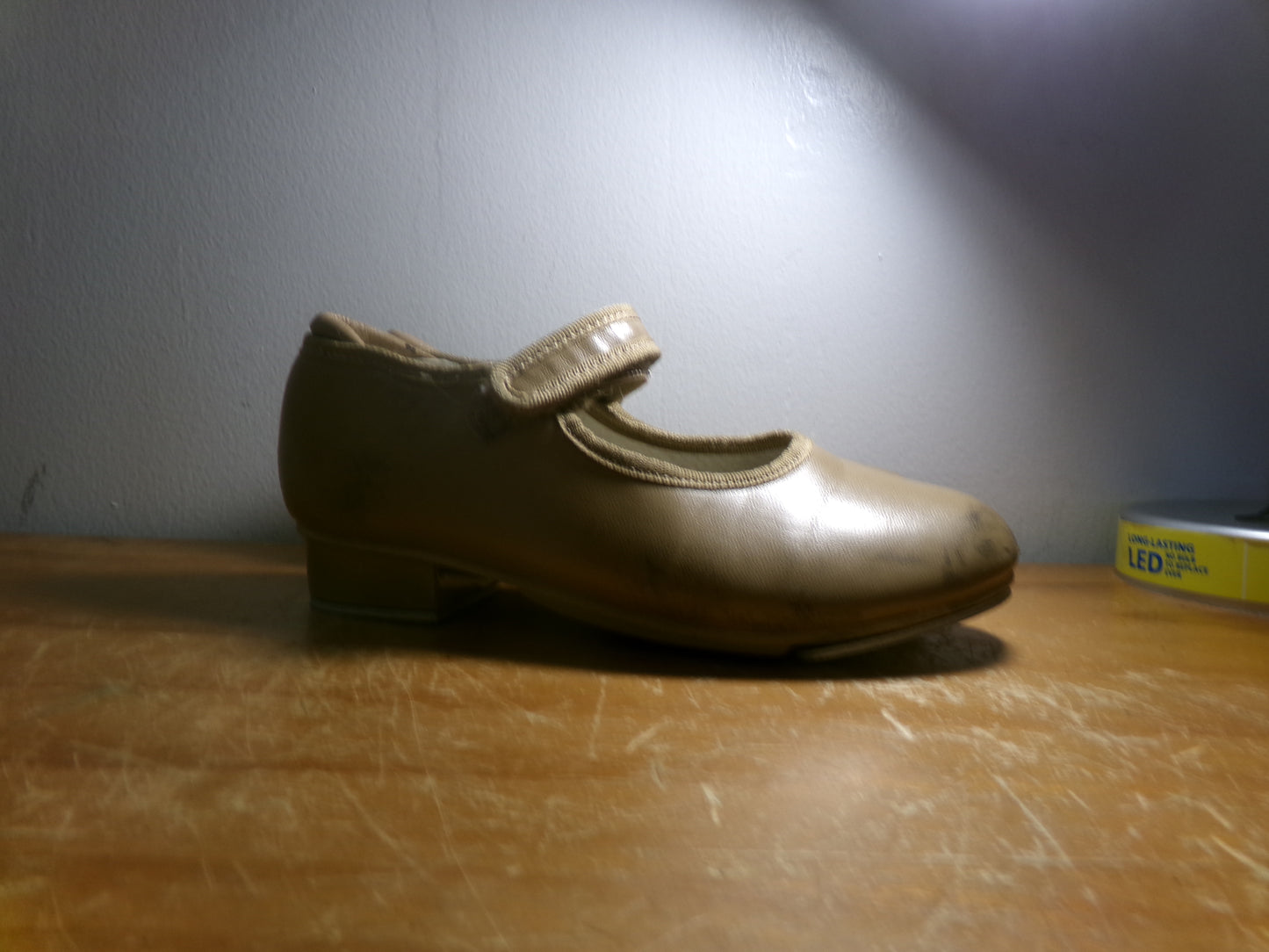 Pre-Owned Tap Shoes Revolution Girls 2M Tan Mary Jane Leather Loop Strap