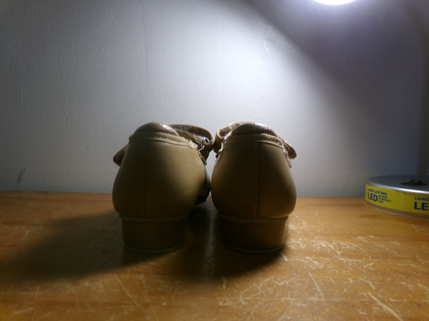 Pre-Owned Tap Shoes Revolution Girls 2M Tan Mary Jane Leather Loop Strap