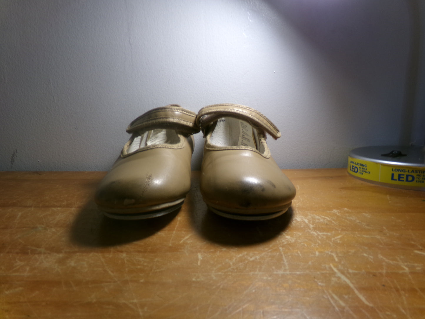 Pre-Owned Tap Shoes Revolution Girls 2M Tan Mary Jane Leather Loop Strap