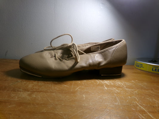 Pre-Owned Tap Shoes DanzNMotion Adult 7W Tan Oxford Leather Split Sole