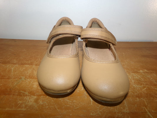 Pre-Owned Dance Tap Shoes  Kids 12M Mary Jane easy Strap Tan