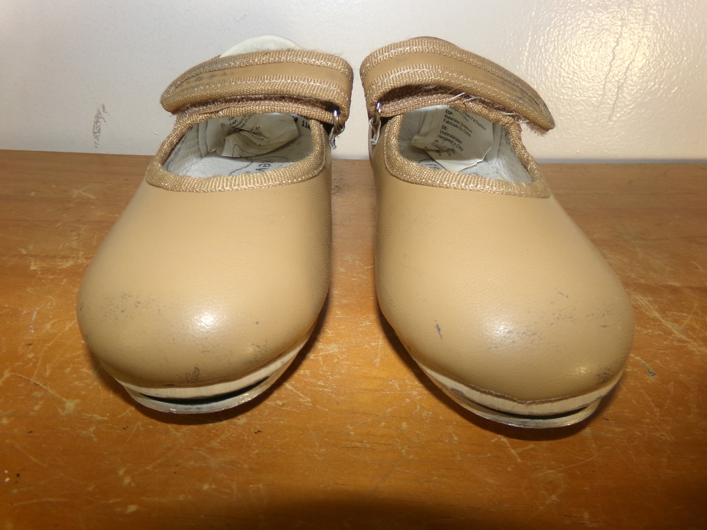 Pre-Owned Tap Shoes Revolution Girls 10M Tan Mary Jane Leather Loop Strap