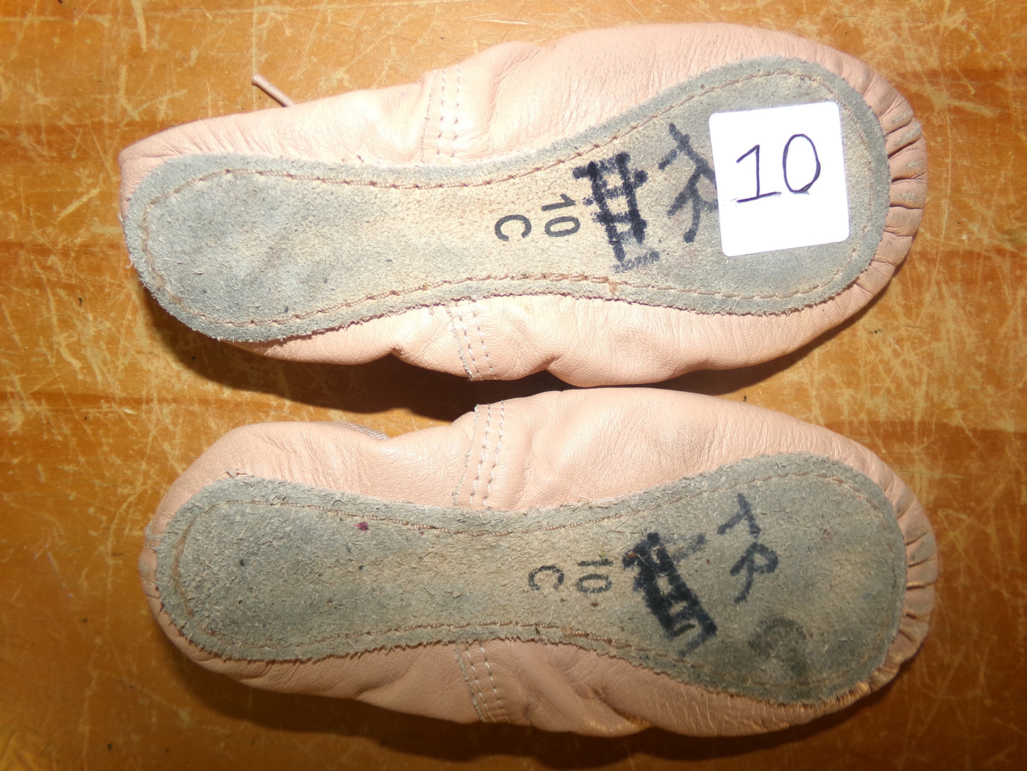 Pre-Owned Ballet Shoes Dancing Fair Toddler 10M Tie Drawstring Leather Single Strap Full Sole