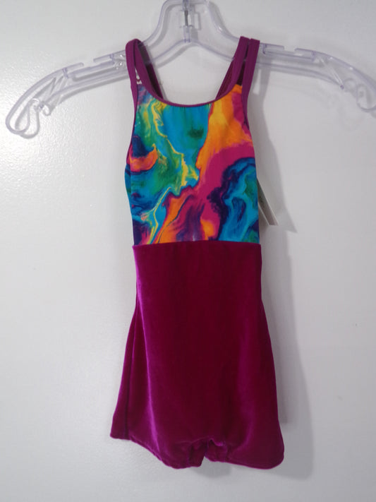Pre-Owned Biketard Gymnastics Small Child Purple Motion Wear Acro Tumbling Gymnastics