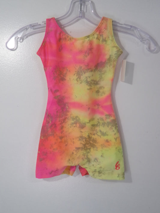 Pre-Owned Biketard Gymnastics XS Child Orange Eurotard Tie Dye Gymnastics