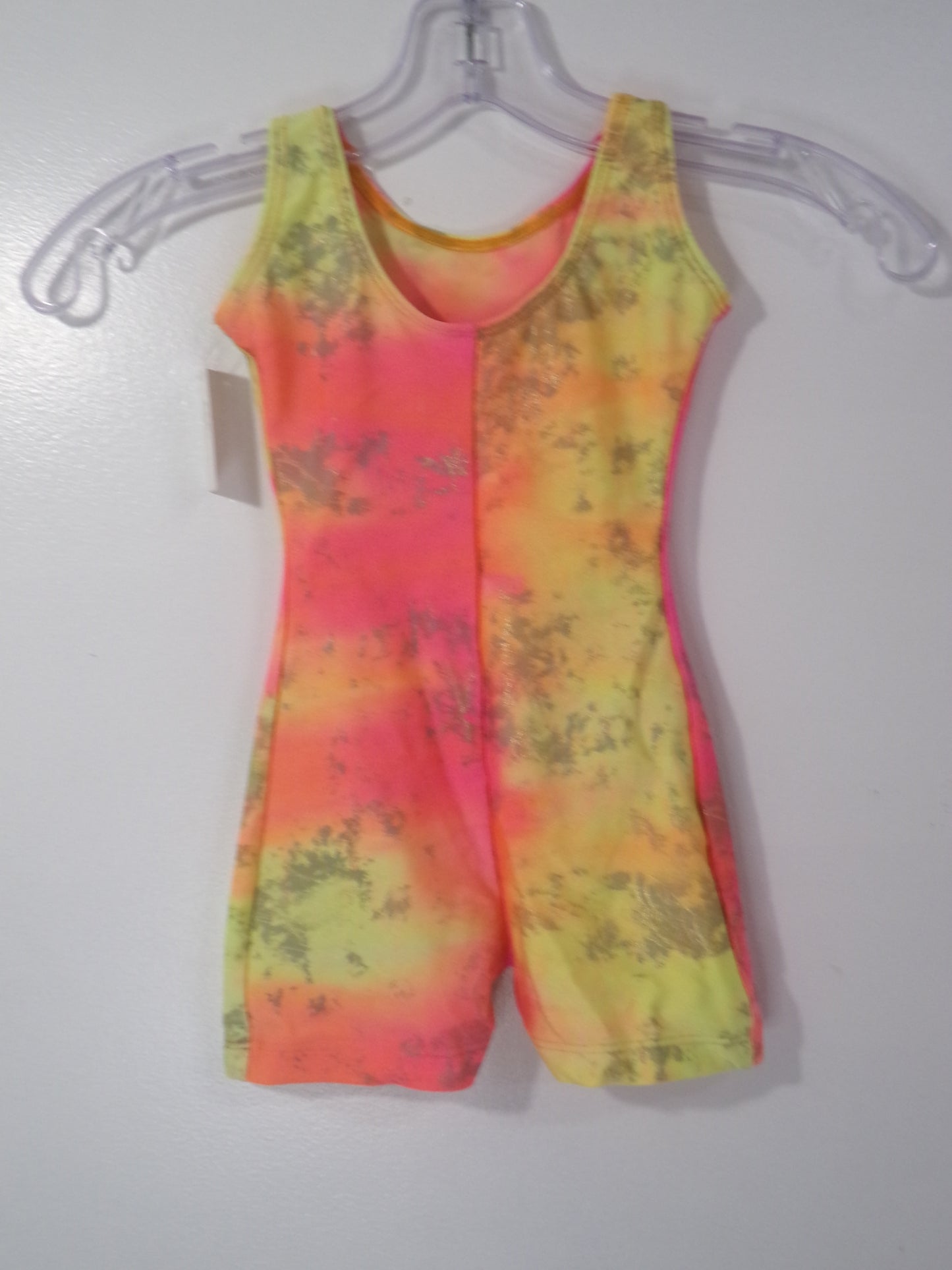 Pre-Owned Biketard Gymnastics XS Child Orange Eurotard Tie Dye Gymnastics