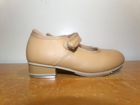 Pre-Owned Dance Tap Shoes Stelle Child 8M Mary Jane easy Strap Tan Velcro