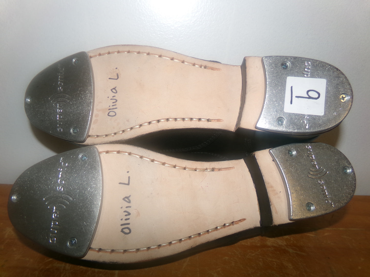 Pre-Owned Tap Shoes Dancing Fair Adult 9M Oxford Leather Lace Up Full Sole