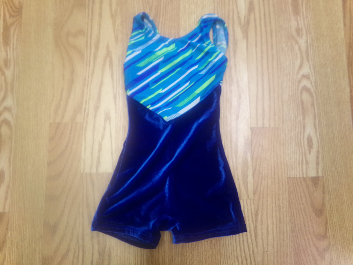 Pre-Owned Gymnastics Biketard Motionwear XS Child Turquoise Acro Tumbling
