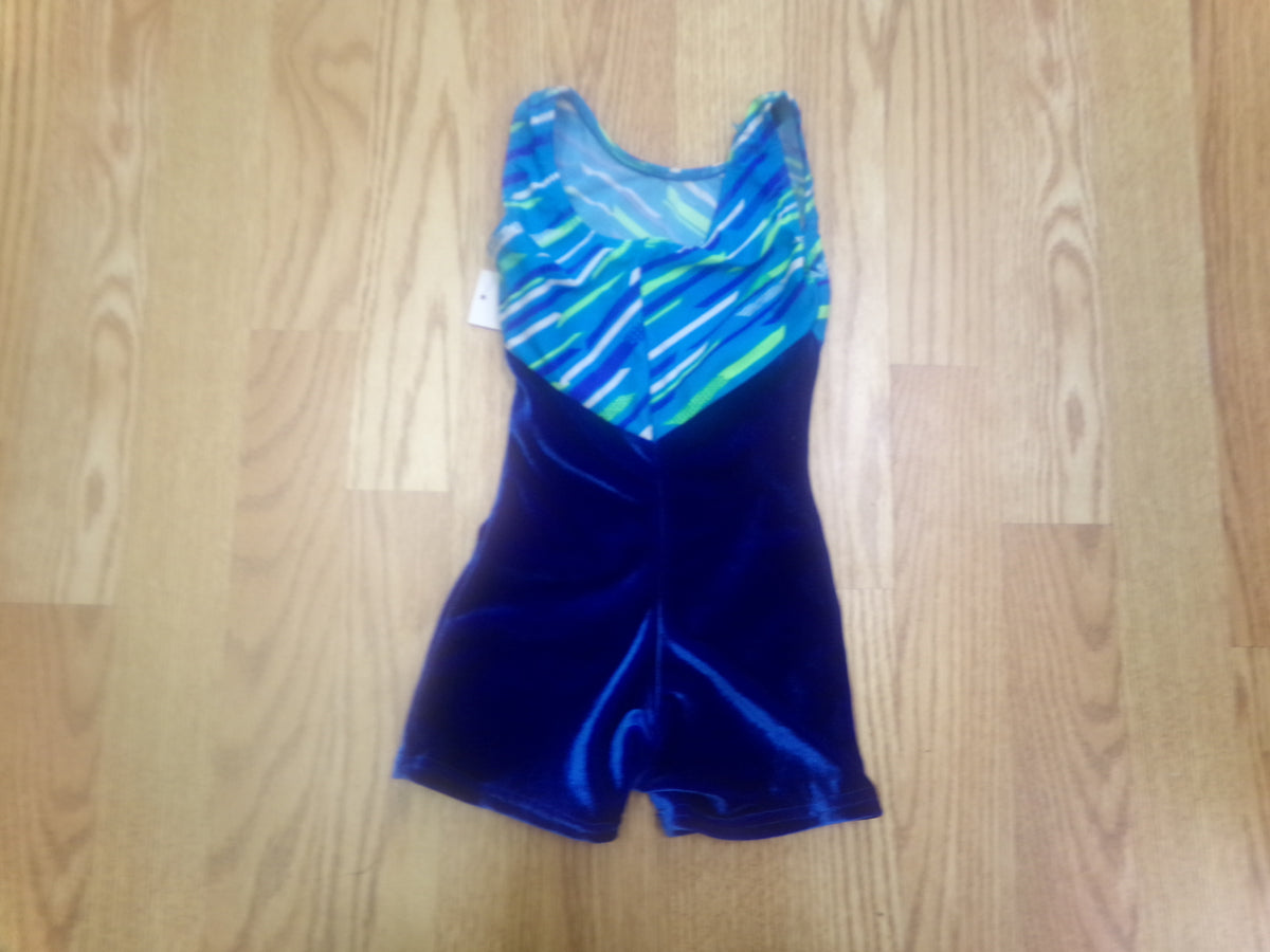 Pre-Owned Gymnastics Biketard Motionwear XS Child Turquoise Acro Tumbling