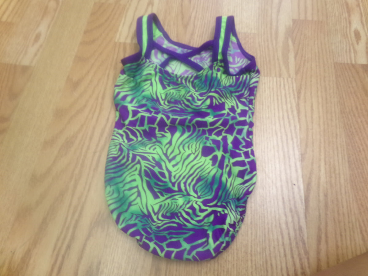 Pre-Owned Gymnastics Leotard Motionwear Small Child Purple Green Acro Tumbling
