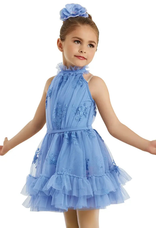 Pre-Owned Costume Small Child Blue Weissman 11321 Lyrical Ballet Contemporary Ruffles Flowers Lace
