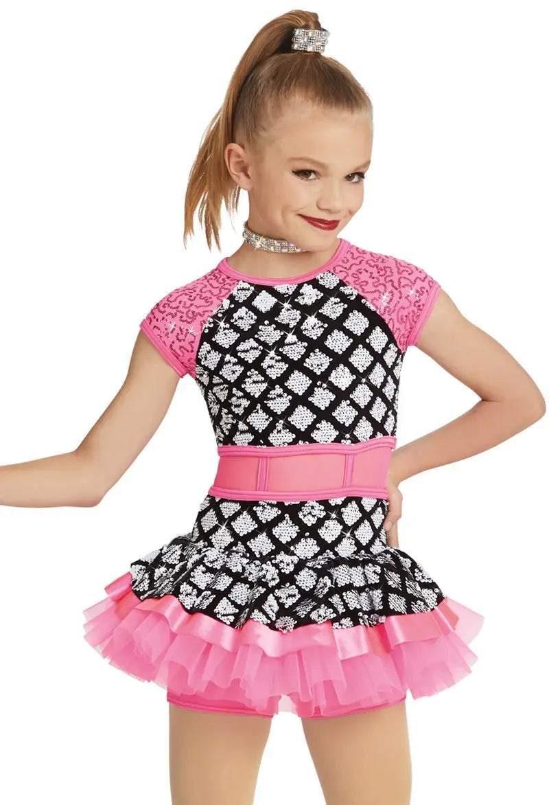 Pre-Owned Costume Weissman 11477 Intermediate Child Pink Sequin Mesh Jazz Tap