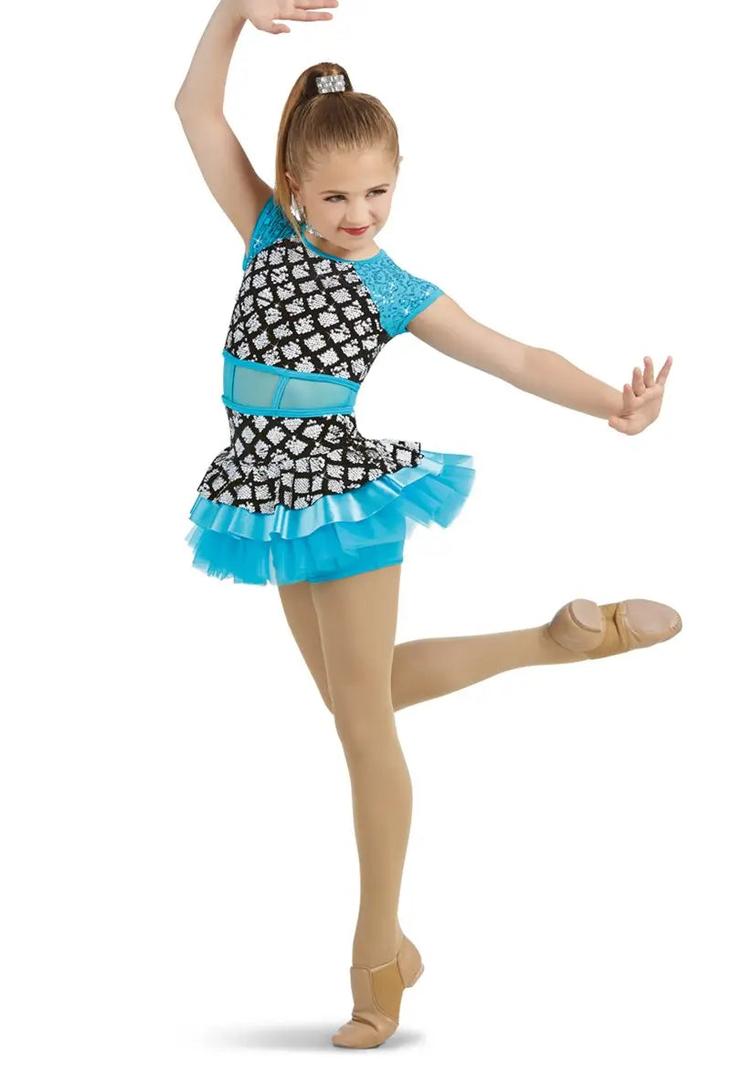Pre-Owned Costume Weissman 11477 Intermediate Child Pink Sequin Mesh Jazz Tap