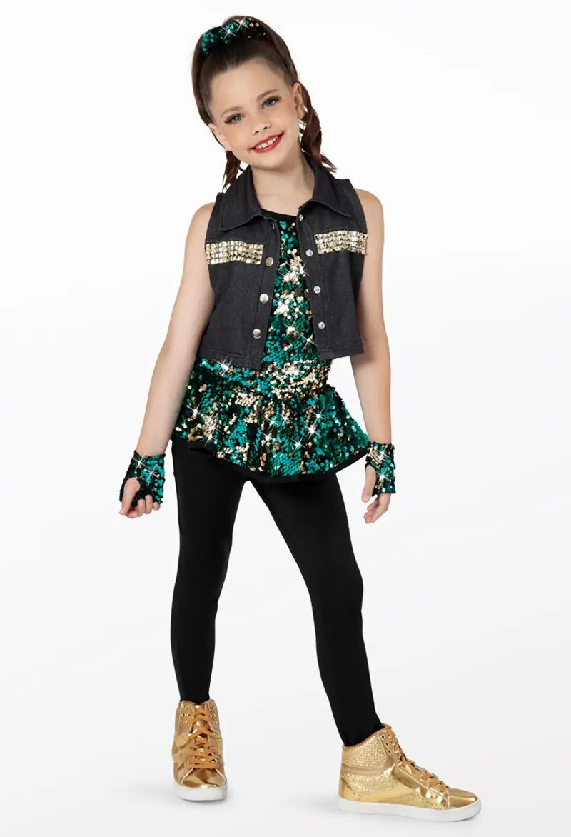 Pre-Owned Costume Weissman 11509 Medium Child Teal Jazz Hip Hop