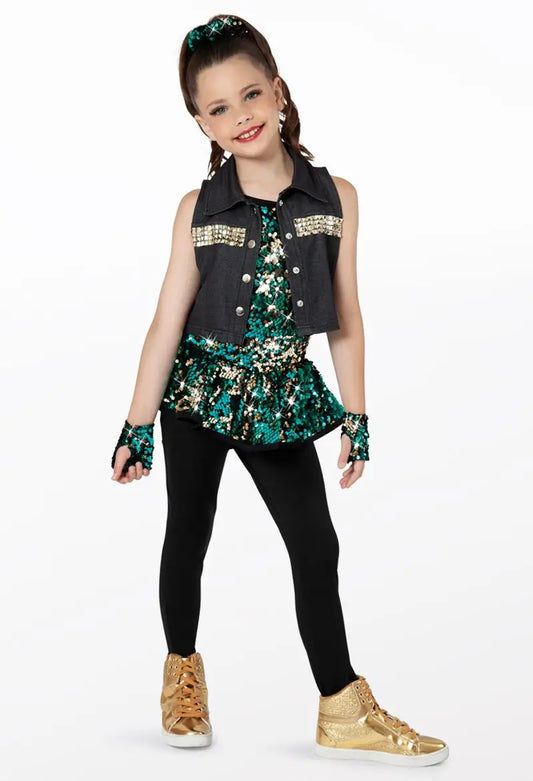 Pre-Owned Costume Weissman 11509 Medium Child Teal Jazz Hip Hop