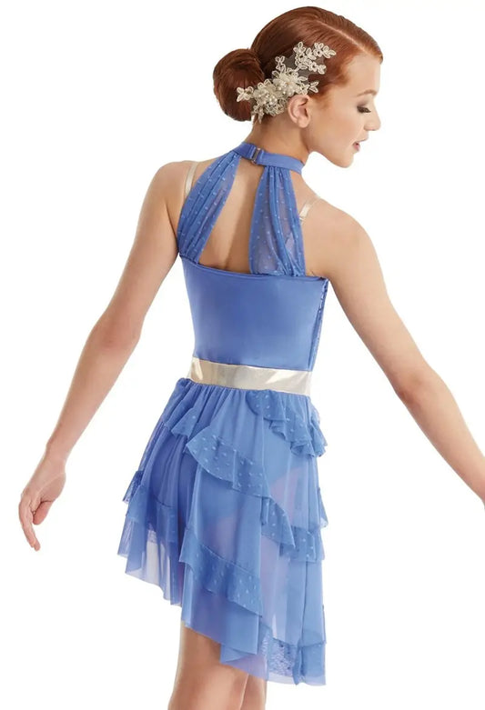 Pre-Owned Costume Intermediate Child Periwinkle Weissman 11576 Lyrical Ballet Contemporary Dress Flowy Embroidery