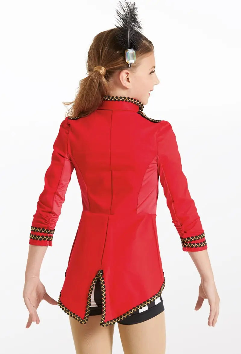 Pre-Owned Costume Medium Adult Red Weissman 11719 Jazz Tap Acro Circus Stripes Jacket Unitard