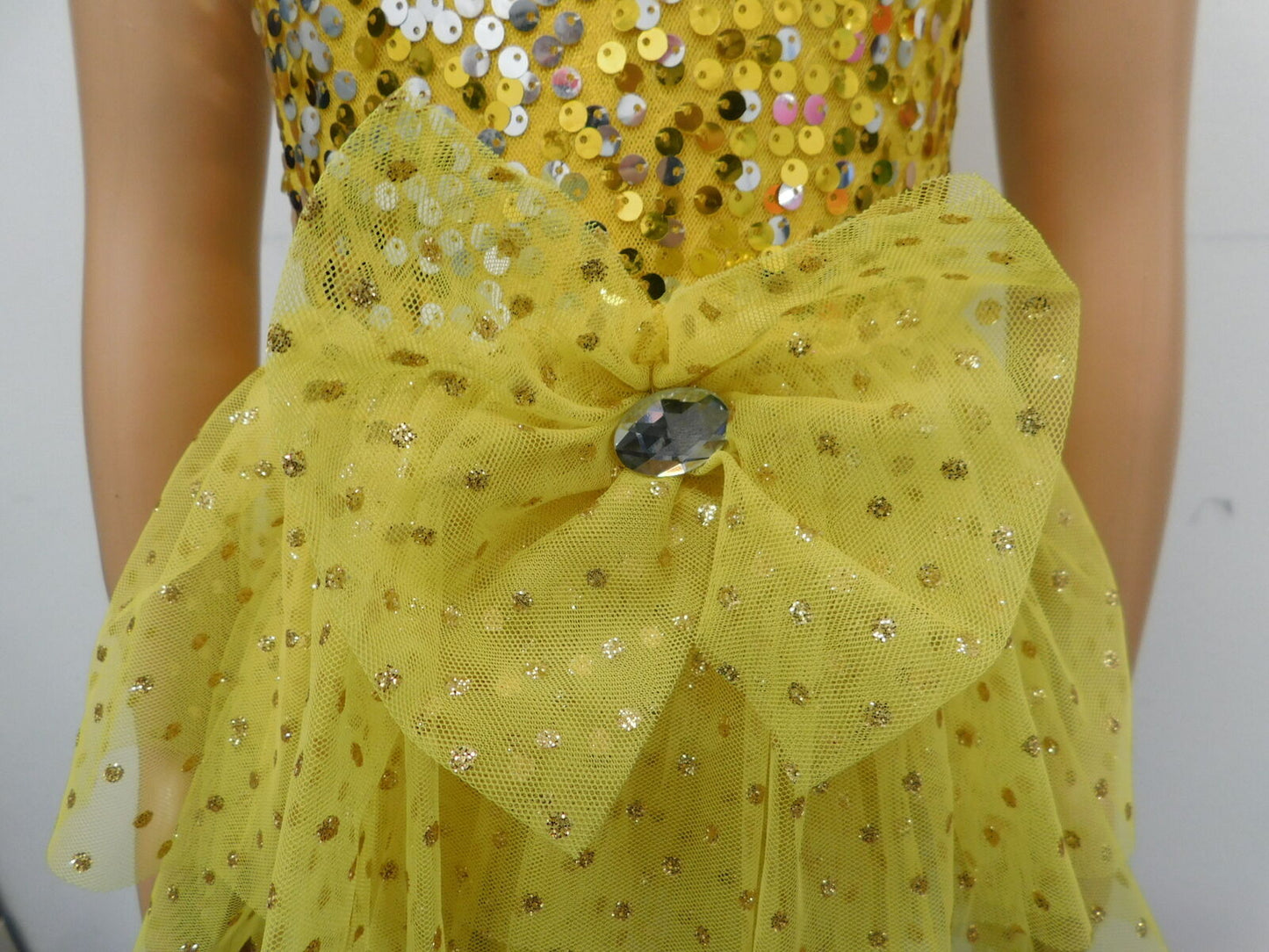 Pre-Owned Costume Curtain Call  E1555 XS Child Yellow Tutu Dress Ballet Tap Sequin