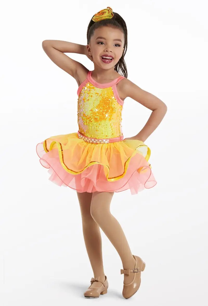 Pre-Owned Costume Weissman 11795 XS Child Yellow Tutu Dress Jazz Sequin