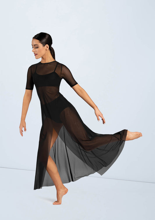 Pre-Owned Dress Costume Medium Adult Black Balera D12221 Lyrical Contemporary Mesh Sheer Dress