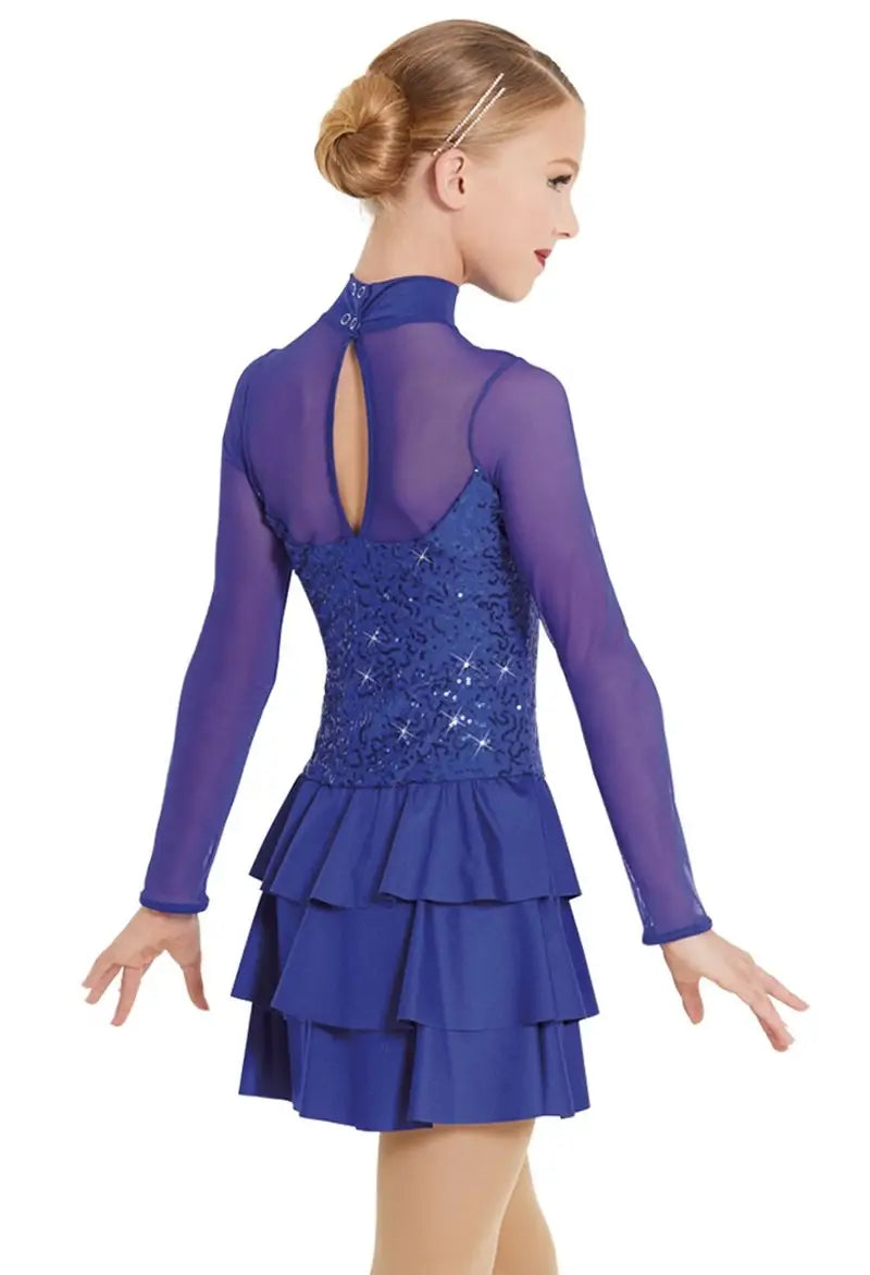 Pre-Owned Costume Medium Adult Purple Weissman 11960 Jazz Tap Clogging Musical Theater Long Sleeves Sequin Dress