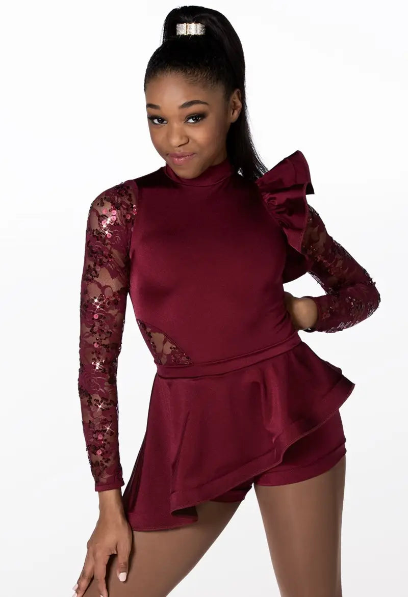 Pre-Owned Costume Weissman 11973 Large Child Burgundy Ruffles Jazz