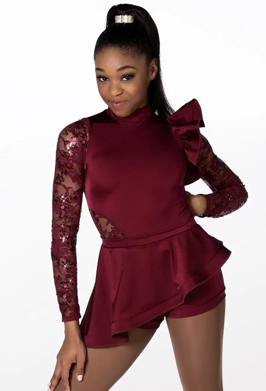 Pre-Owned Costume Weissman 11973 Large Child Burgundy Ruffles Jazz