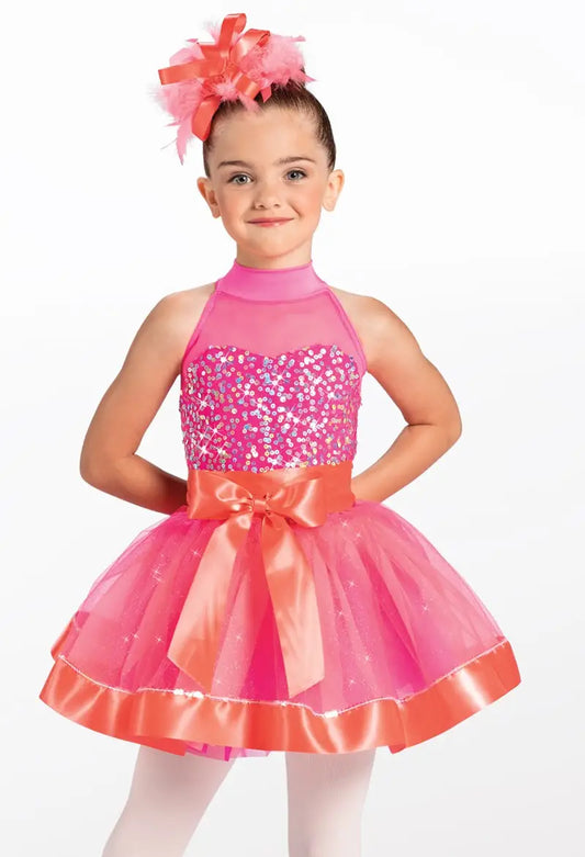 Pre-Owned Costume Weissman 11977 Small Child Pink Dress Jazz Sequin