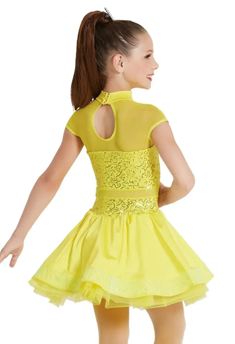Pre-Owned Costume Intermediate Child Yellow Weissman 12053 Jazz Tap Clogging Musical Theater Dress Sequin
